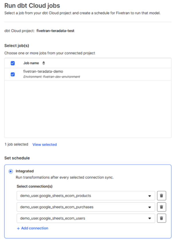 Define transformation trigger in Fivetran