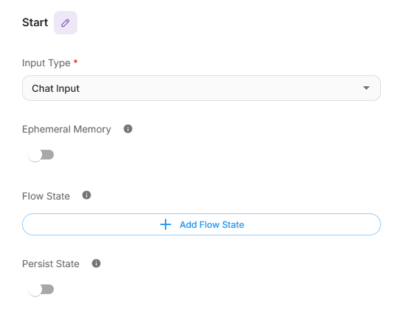 Start node configuration